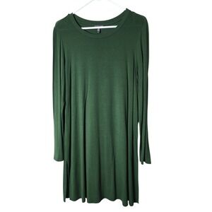 Eileen Fisher Mini Tunic Shift Dress Size Medium Green Long Sleeve Viscose